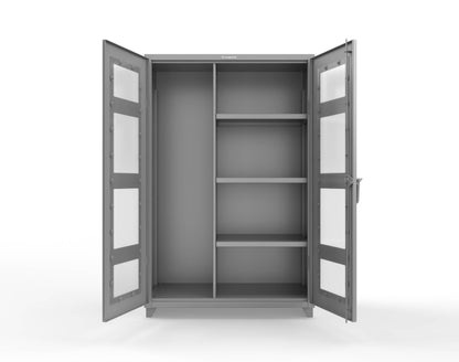 Extra Heavy Duty 14 GA Clear View Janitorial Cabinet with 3 Shelves - 48 In. W x 24 In. D x 75 In. H - 46-LD-BC-243-L-7037