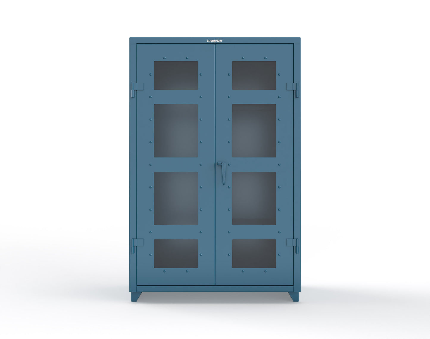 Extra Heavy Duty 14 GA Clear View Janitorial Cabinet with 3 Shelves - 48 In. W x 24 In. D x 75 In. H - 46-LD-BC-243-L-5001