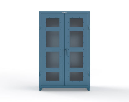 Extra Heavy Duty 14 GA Clear View Janitorial Cabinet with 3 Shelves - 48 In. W x 24 In. D x 75 In. H - 46-LD-BC-243-L-5001