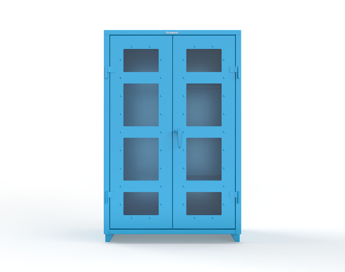 Extra Heavy Duty 14 GA Clear View Janitorial Cabinet with 3 Shelves - 48 In. W x 24 In. D x 75 In. H - 46-LD-BC-243-L-5012