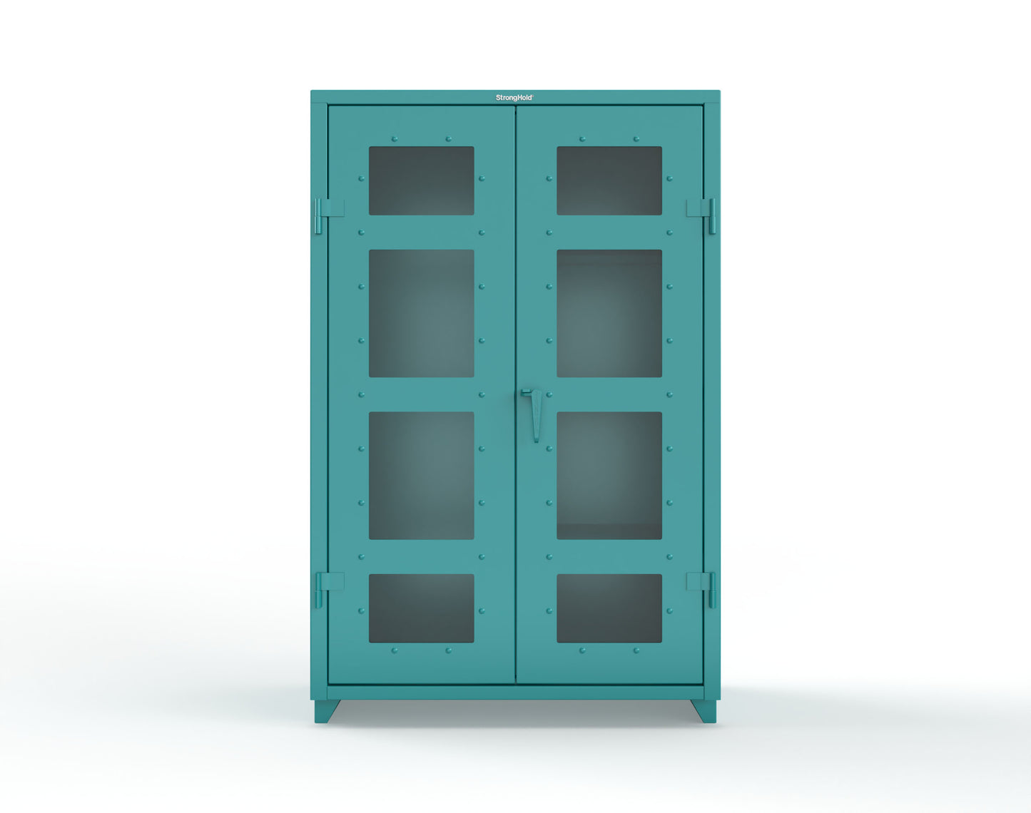 Extra Heavy Duty 14 GA Clear View Janitorial Cabinet with 3 Shelves - 48 In. W x 24 In. D x 75 In. H - 46-LD-BC-243-L-5021
