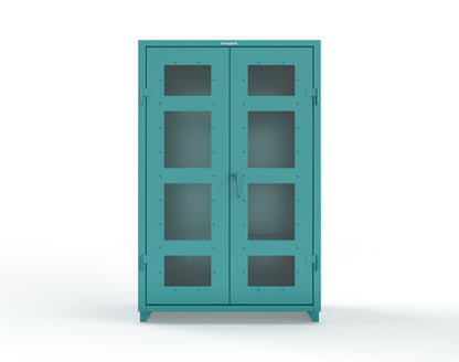Extra Heavy Duty 14 GA Clear View Janitorial Cabinet with 3 Shelves - 48 In. W x 24 In. D x 75 In. H - 46-LD-BC-243-L-5021
