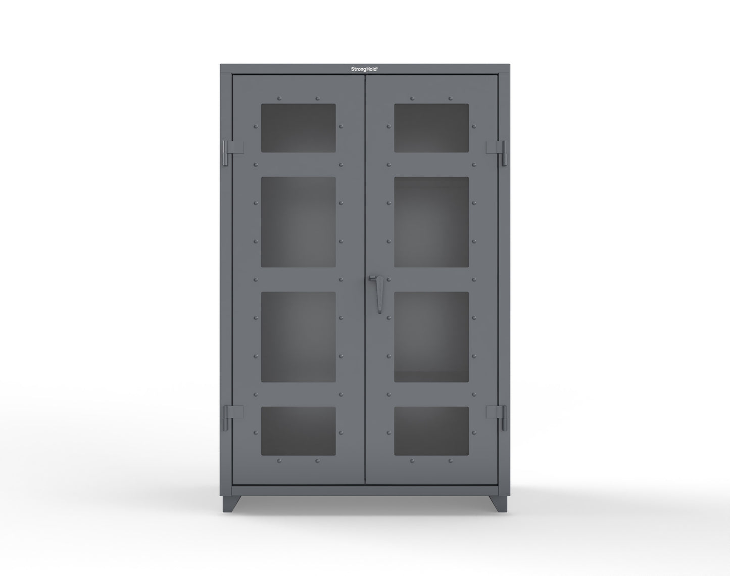 Extra Heavy Duty 14 GA Clear View Janitorial Cabinet with 3 Shelves - 48 In. W x 24 In. D x 75 In. H - 46-LD-BC-243-L-7024