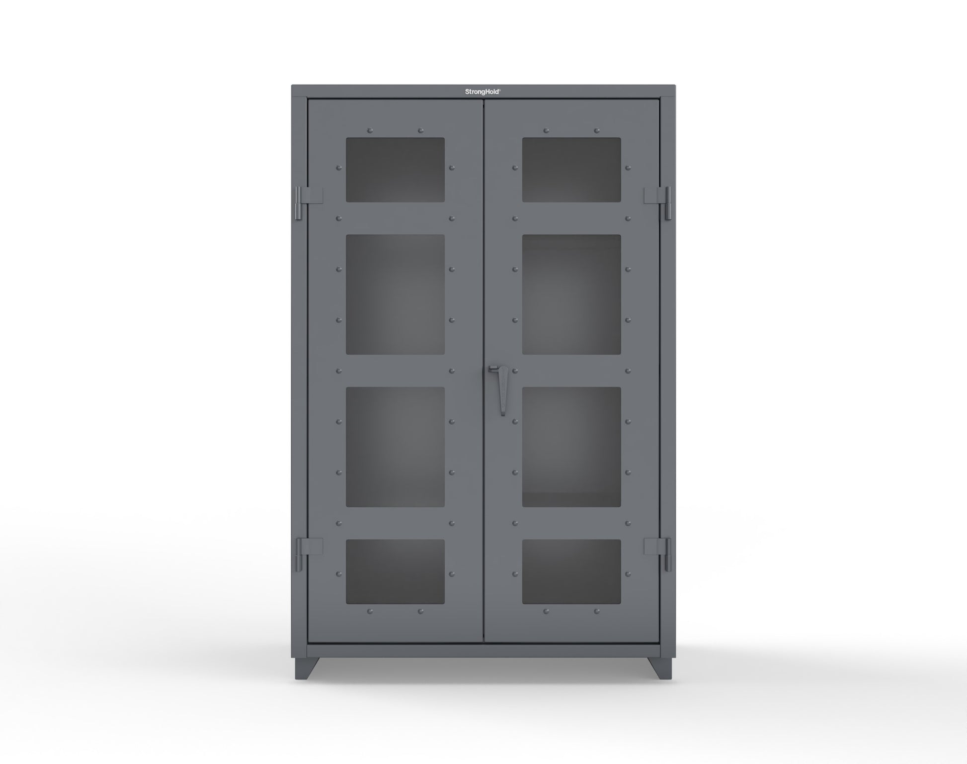 Extra Heavy Duty 14 GA Clear View Janitorial Cabinet with 3 Shelves - 48 In. W x 24 In. D x 75 In. H - 46-LD-BC-243-L-7024