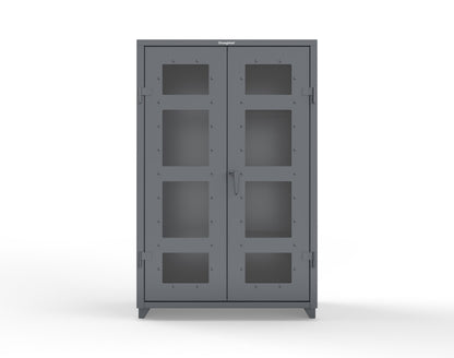 Extra Heavy Duty 14 GA Clear View Janitorial Cabinet with 3 Shelves - 48 In. W x 24 In. D x 75 In. H - 46-LD-BC-243-L-7024