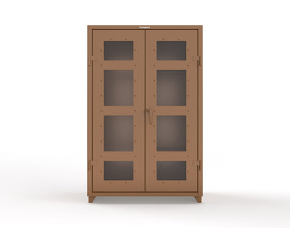 Extra Heavy Duty 14 GA Clear View Janitorial Cabinet with 3 Shelves - 48 In. W x 24 In. D x 75 In. H - 46-LD-BC-243-L-8008