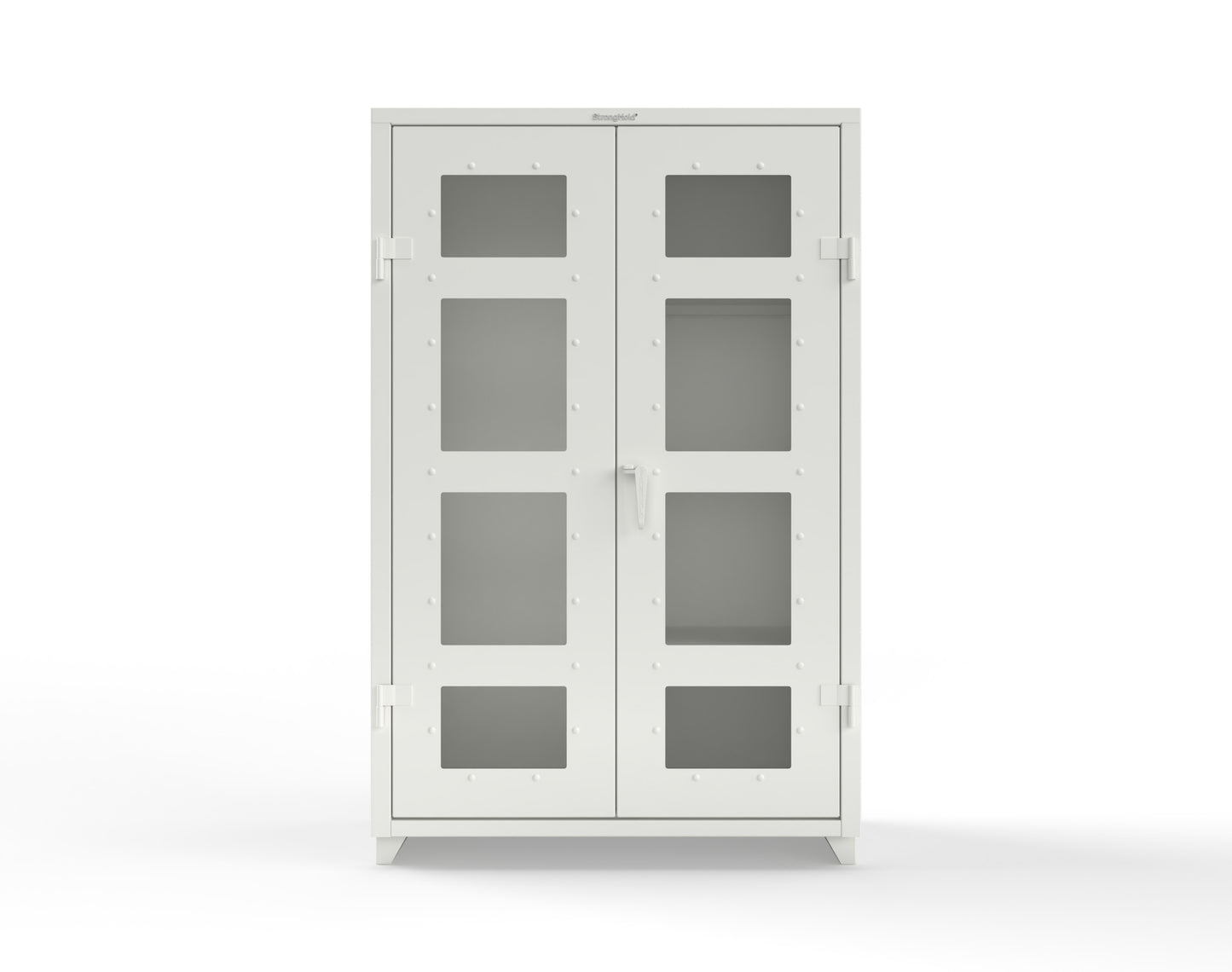 Extra Heavy Duty 14 GA Clear View Janitorial Cabinet with 3 Shelves - 48 In. W x 24 In. D x 75 In. H - 46-LD-BC-243-L-9003