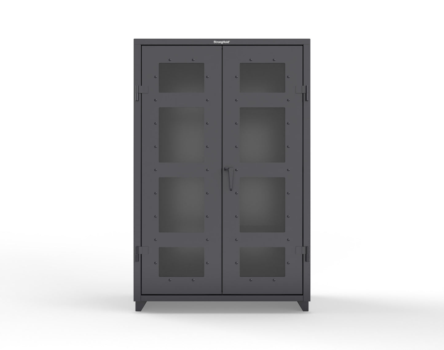 Extra Heavy Duty 14 GA Clear View Janitorial Cabinet with 3 Shelves - 48 In. W x 24 In. D x 75 In. H - 46-LD-BC-243-L-9005