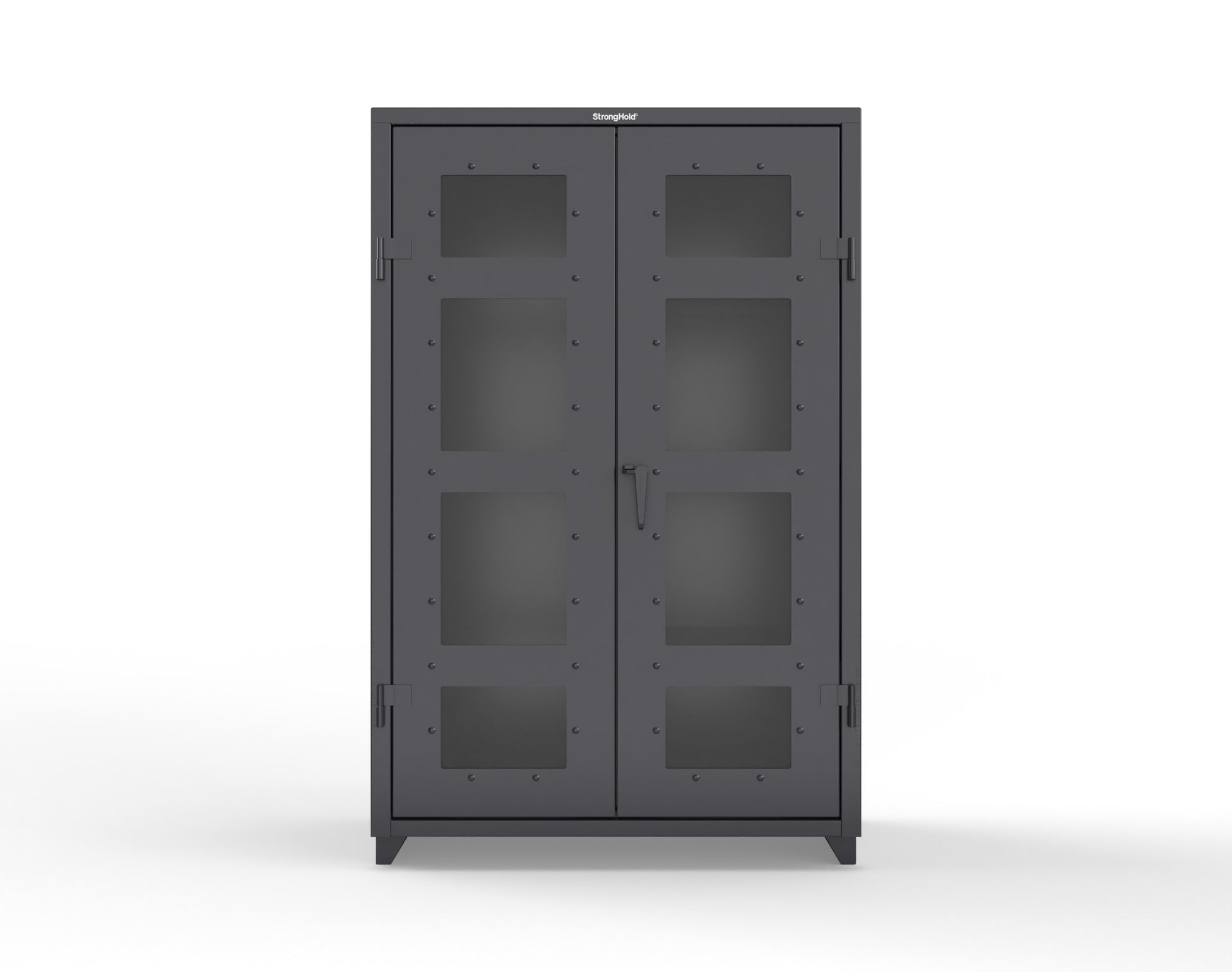 Extra Heavy Duty 14 GA Clear View Janitorial Cabinet with 3 Shelves - 48 In. W x 24 In. D x 75 In. H - 46-LD-BC-243-L-9005