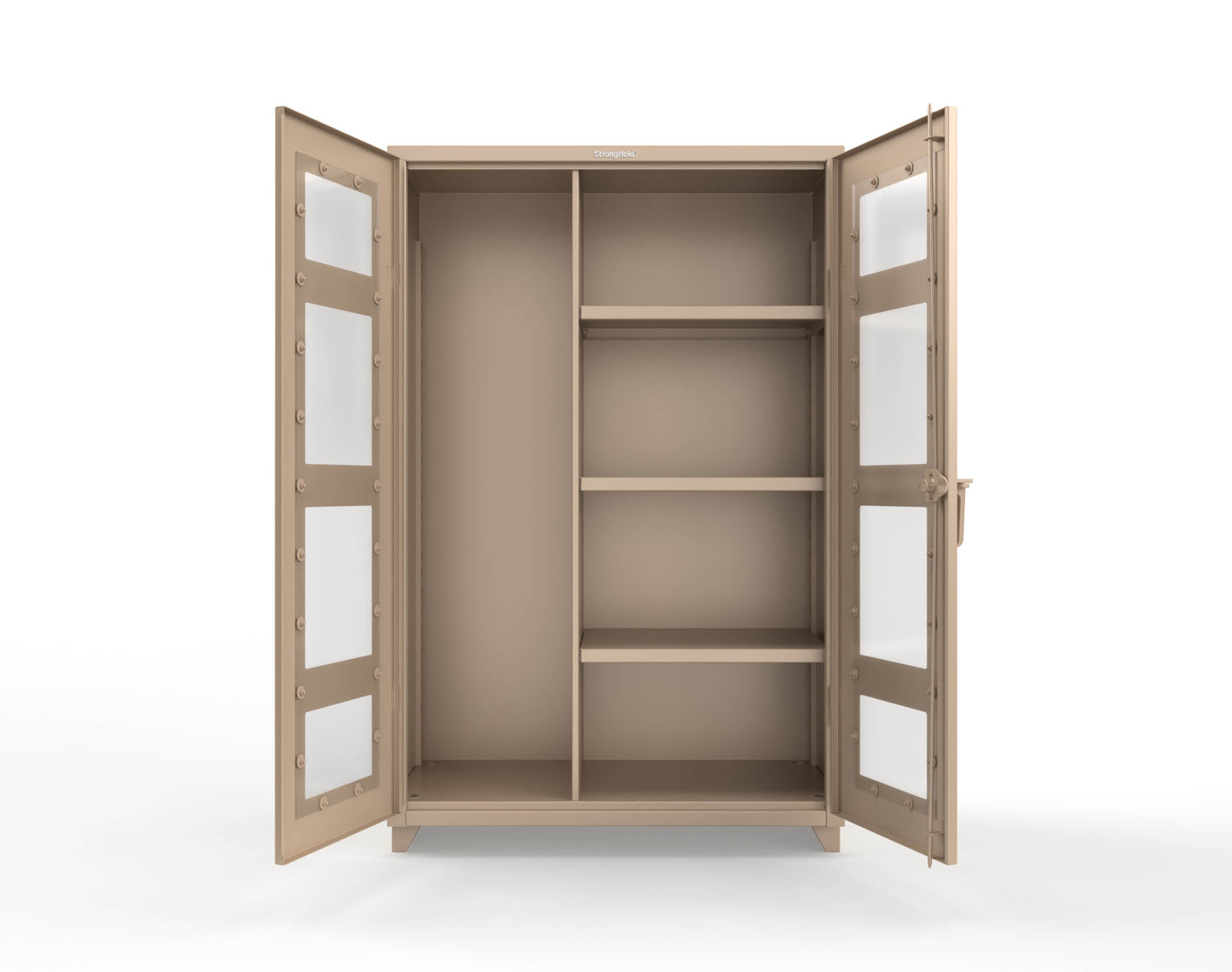 Extra Heavy Duty 14 GA Clear View Janitorial Cabinet with 3 Shelves - 48 In. W x 24 In. D x 75 In. H - 46-LD-BC-243-L-1019