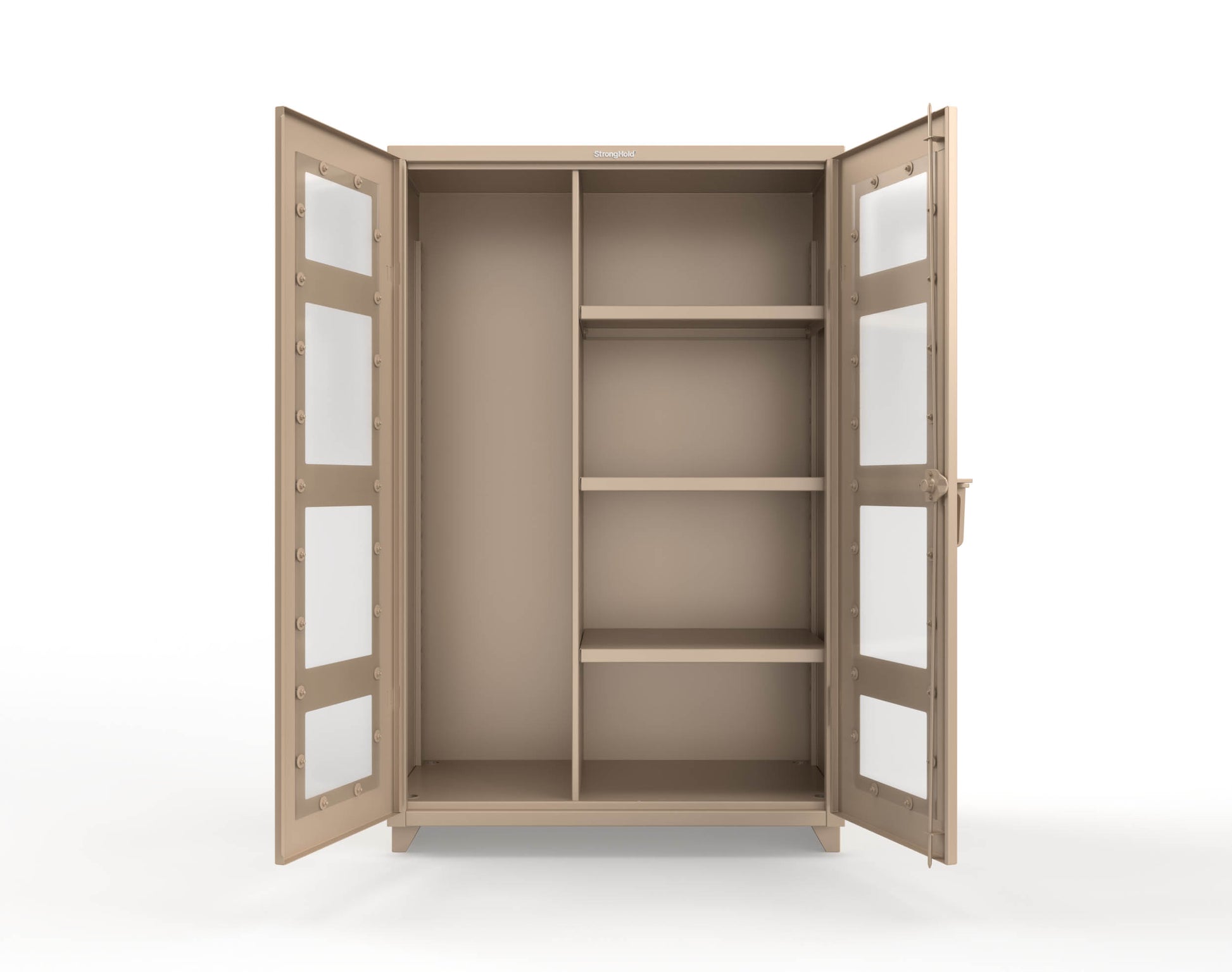 Extra Heavy Duty 14 GA Clear View Janitorial Cabinet with 3 Shelves - 48 In. W x 24 In. D x 75 In. H - 46-LD-BC-243-L-1019