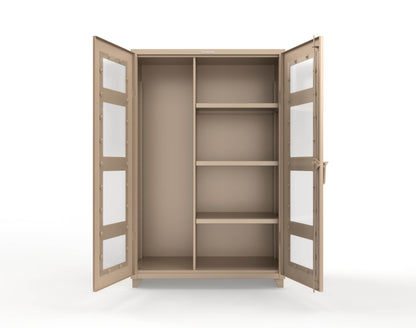 Extra Heavy Duty 14 GA Clear View Janitorial Cabinet with 3 Shelves - 48 In. W x 24 In. D x 75 In. H - 46-LD-BC-243-L-1019