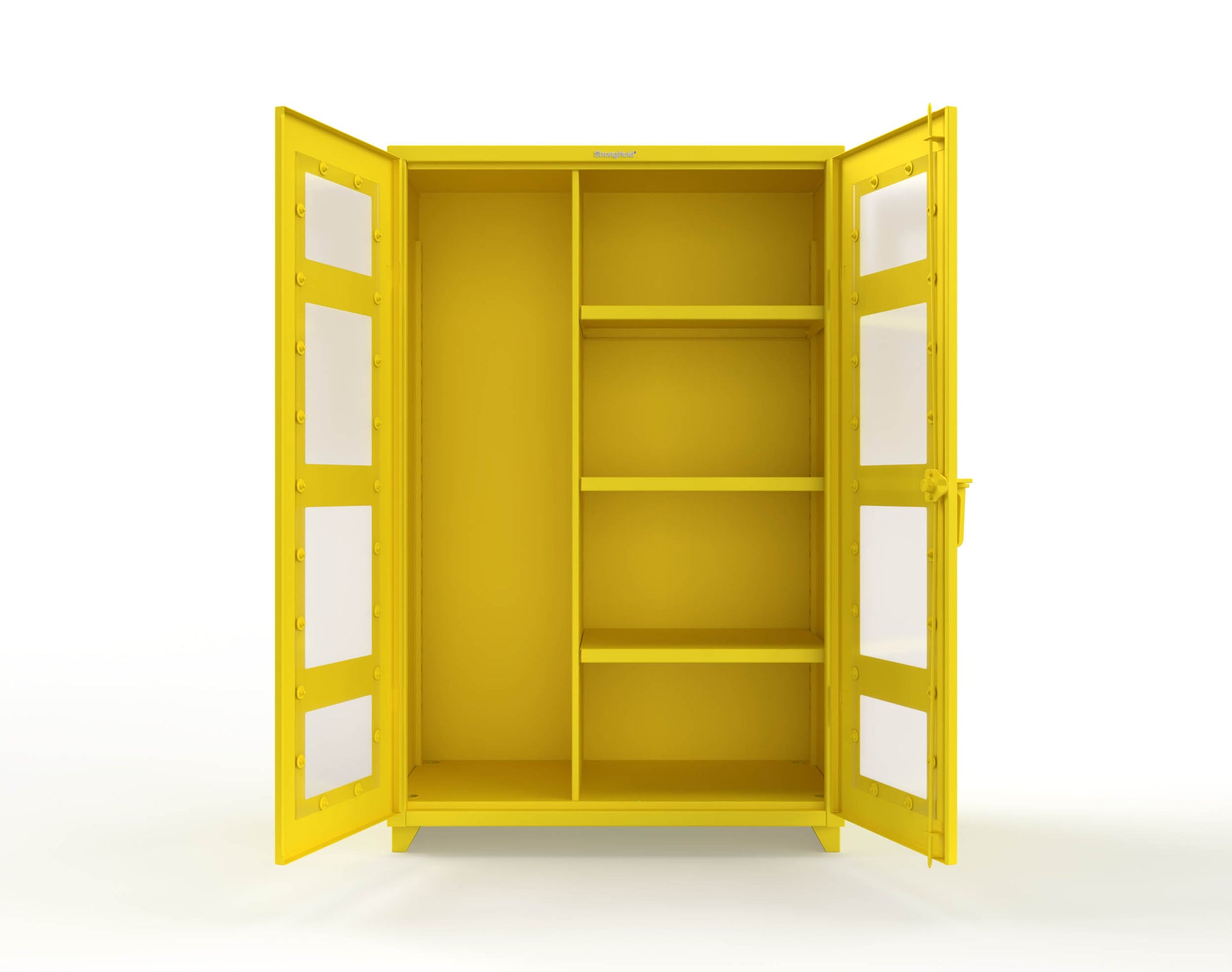 Extra Heavy Duty 14 GA Clear View Janitorial Cabinet with 3 Shelves - 48 In. W x 24 In. D x 75 In. H - 46-LD-BC-243-L-1021