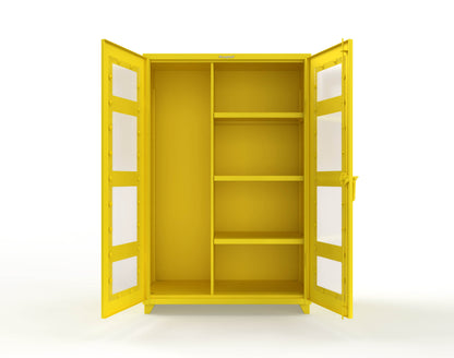 Extra Heavy Duty 14 GA Clear View Janitorial Cabinet with 3 Shelves - 48 In. W x 24 In. D x 75 In. H - 46-LD-BC-243-L-1021
