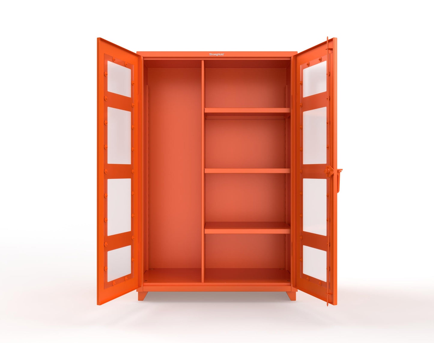 Extra Heavy Duty 14 GA Clear View Janitorial Cabinet with 3 Shelves - 48 In. W x 24 In. D x 75 In. H - 46-LD-BC-243-L-2009