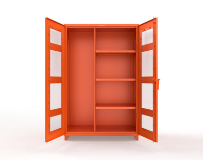 Extra Heavy Duty 14 GA Clear View Janitorial Cabinet with 3 Shelves - 48 In. W x 24 In. D x 75 In. H - 46-LD-BC-243-L-2009
