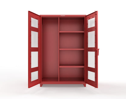 Extra Heavy Duty 14 GA Clear View Janitorial Cabinet with 3 Shelves - 48 In. W x 24 In. D x 75 In. H - 46-LD-BC-243-L-3001