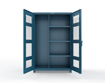 Extra Heavy Duty 14 GA Clear View Janitorial Cabinet with 3 Shelves - 48 In. W x 24 In. D x 75 In. H - 46-LD-BC-243-L-5001