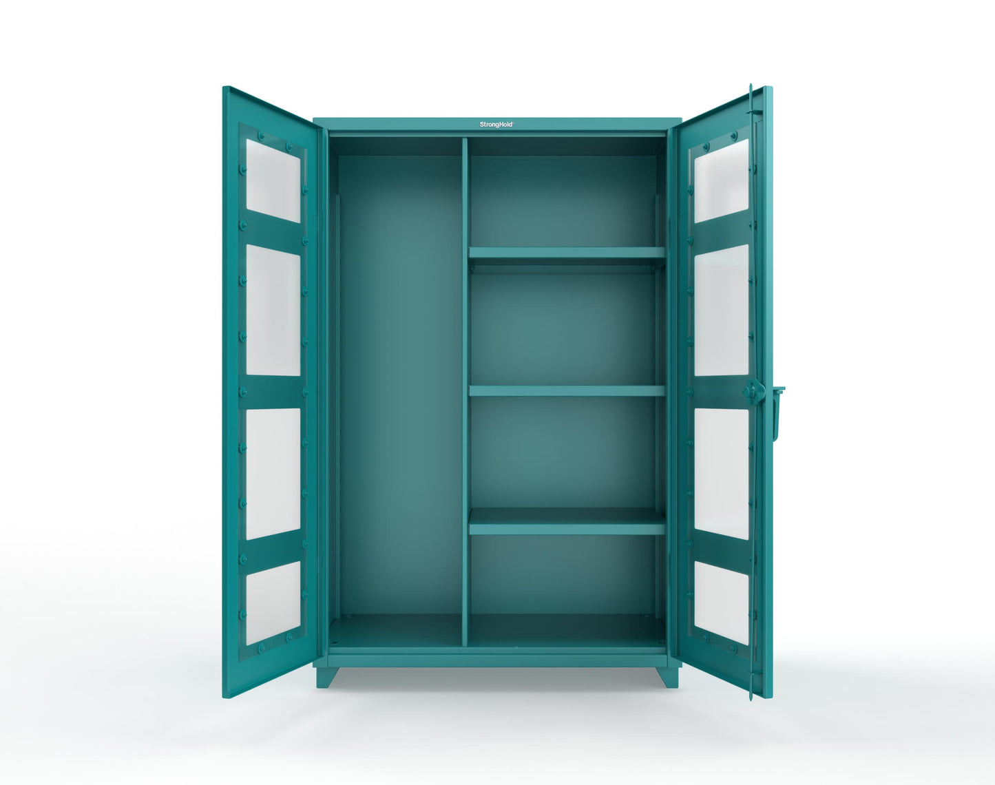 Extra Heavy Duty 14 GA Clear View Janitorial Cabinet with 3 Shelves - 48 In. W x 24 In. D x 75 In. H - 46-LD-BC-243-L-5021