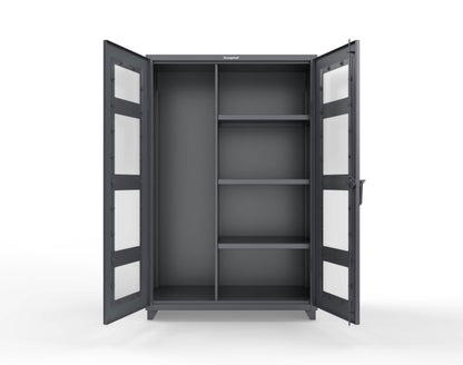 Extra Heavy Duty 14 GA Clear View Janitorial Cabinet with 3 Shelves - 48 In. W x 24 In. D x 75 In. H - 46-LD-BC-243-L-7024