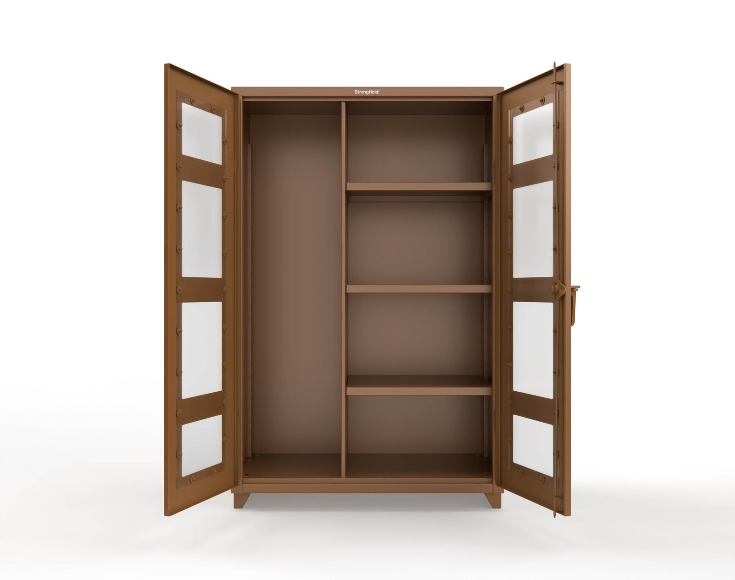Extra Heavy Duty 14 GA Clear View Janitorial Cabinet with 3 Shelves - 48 In. W x 24 In. D x 75 In. H - 46-LD-BC-243-L-8008