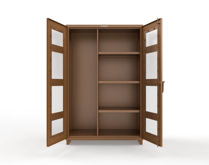 Extra Heavy Duty 14 GA Clear View Janitorial Cabinet with 3 Shelves - 48 In. W x 24 In. D x 75 In. H - 46-LD-BC-243-L-8008