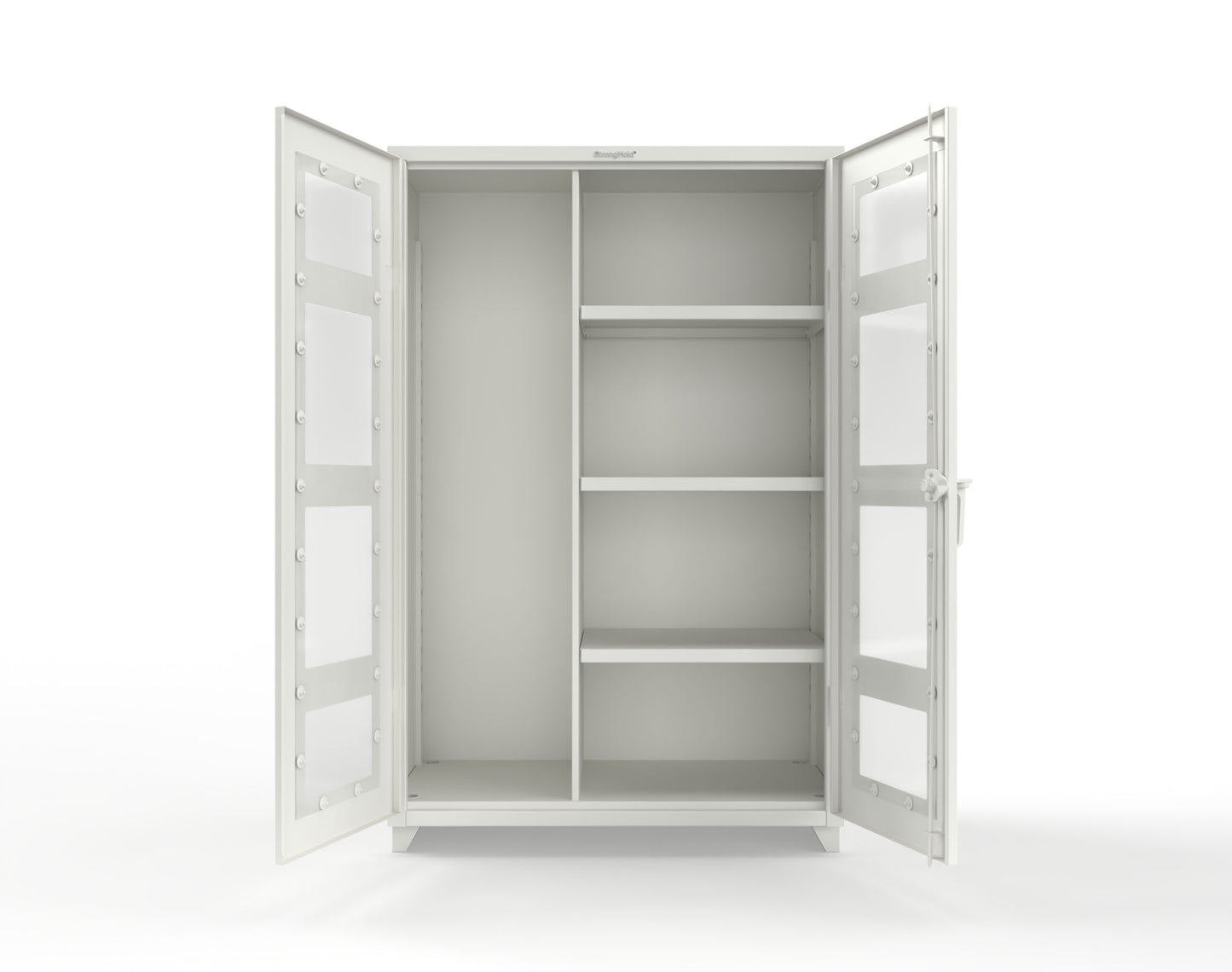 Extra Heavy Duty 14 GA Clear View Janitorial Cabinet with 3 Shelves - 48 In. W x 24 In. D x 75 In. H - 46-LD-BC-243-L-9003