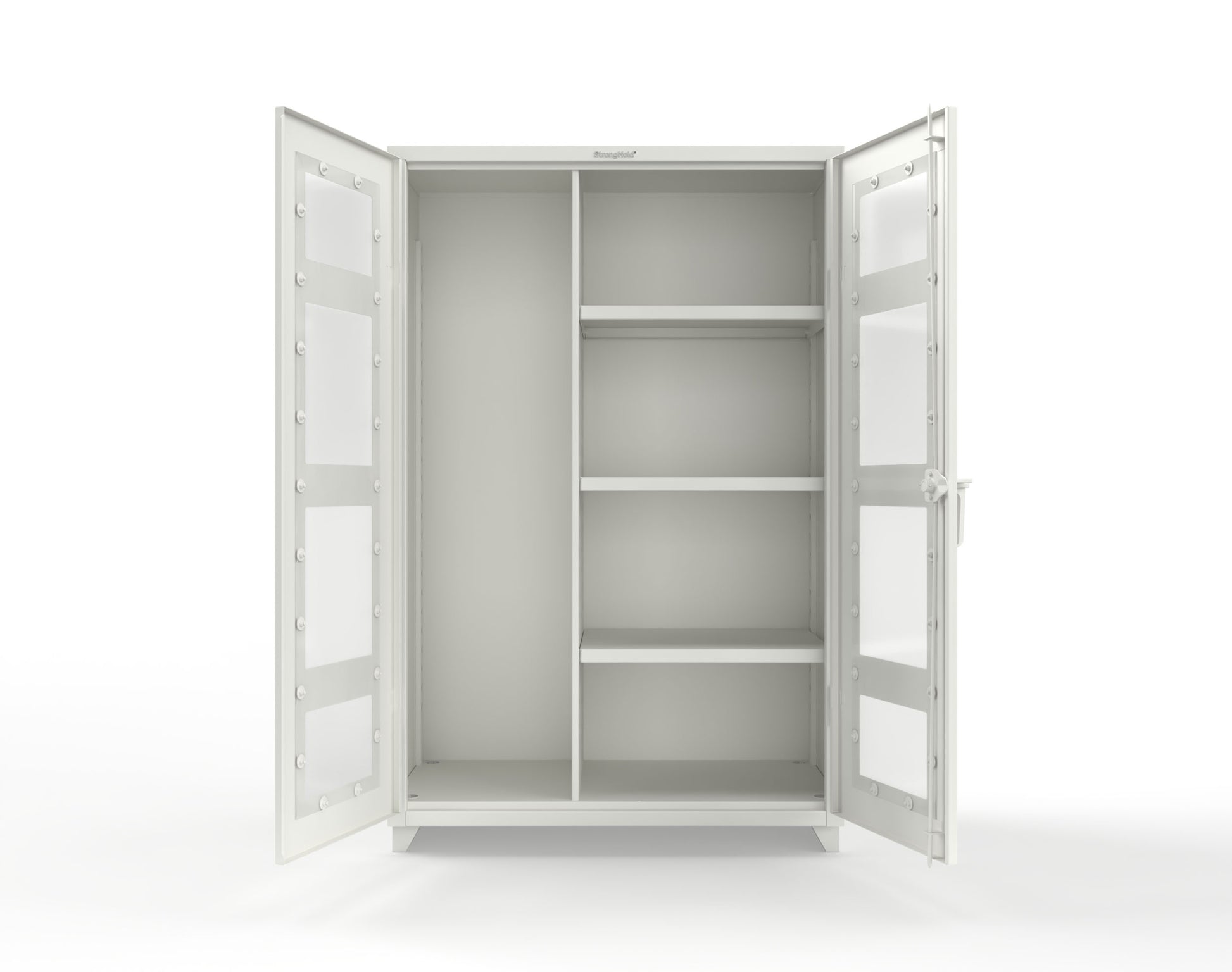 Extra Heavy Duty 14 GA Clear View Janitorial Cabinet with 3 Shelves - 48 In. W x 24 In. D x 75 In. H - 46-LD-BC-243-L-9003