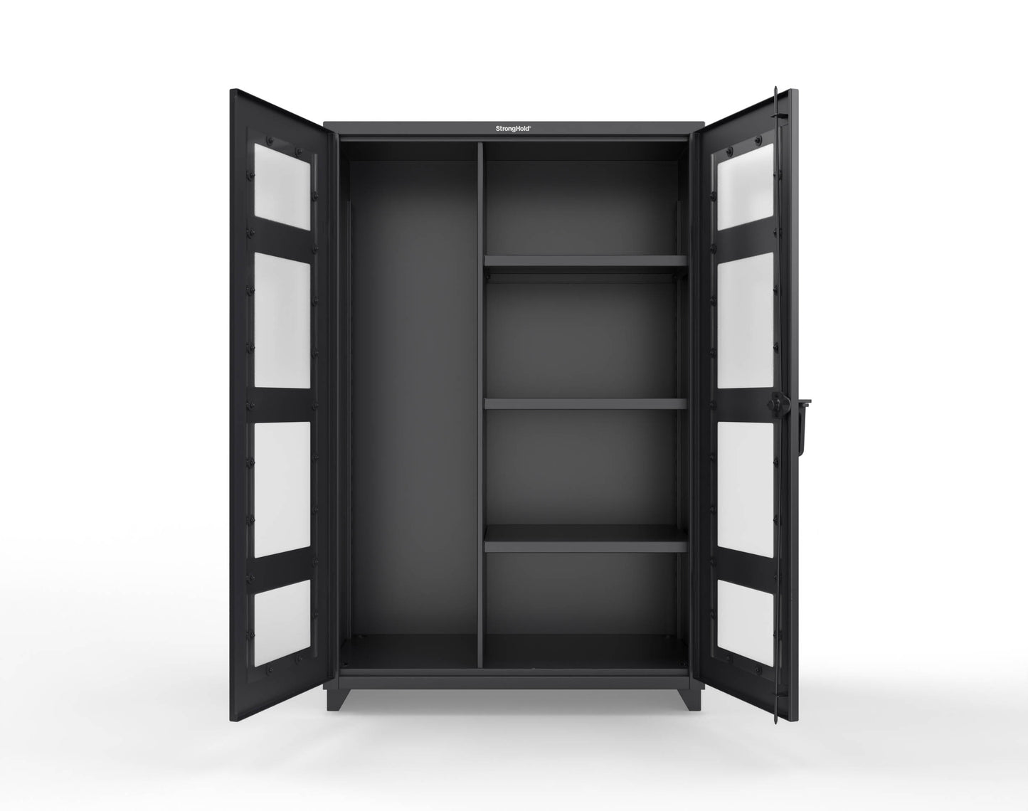 Extra Heavy Duty 14 GA Clear View Janitorial Cabinet with 3 Shelves - 48 In. W x 24 In. D x 75 In. H - 46-LD-BC-243-L-9005