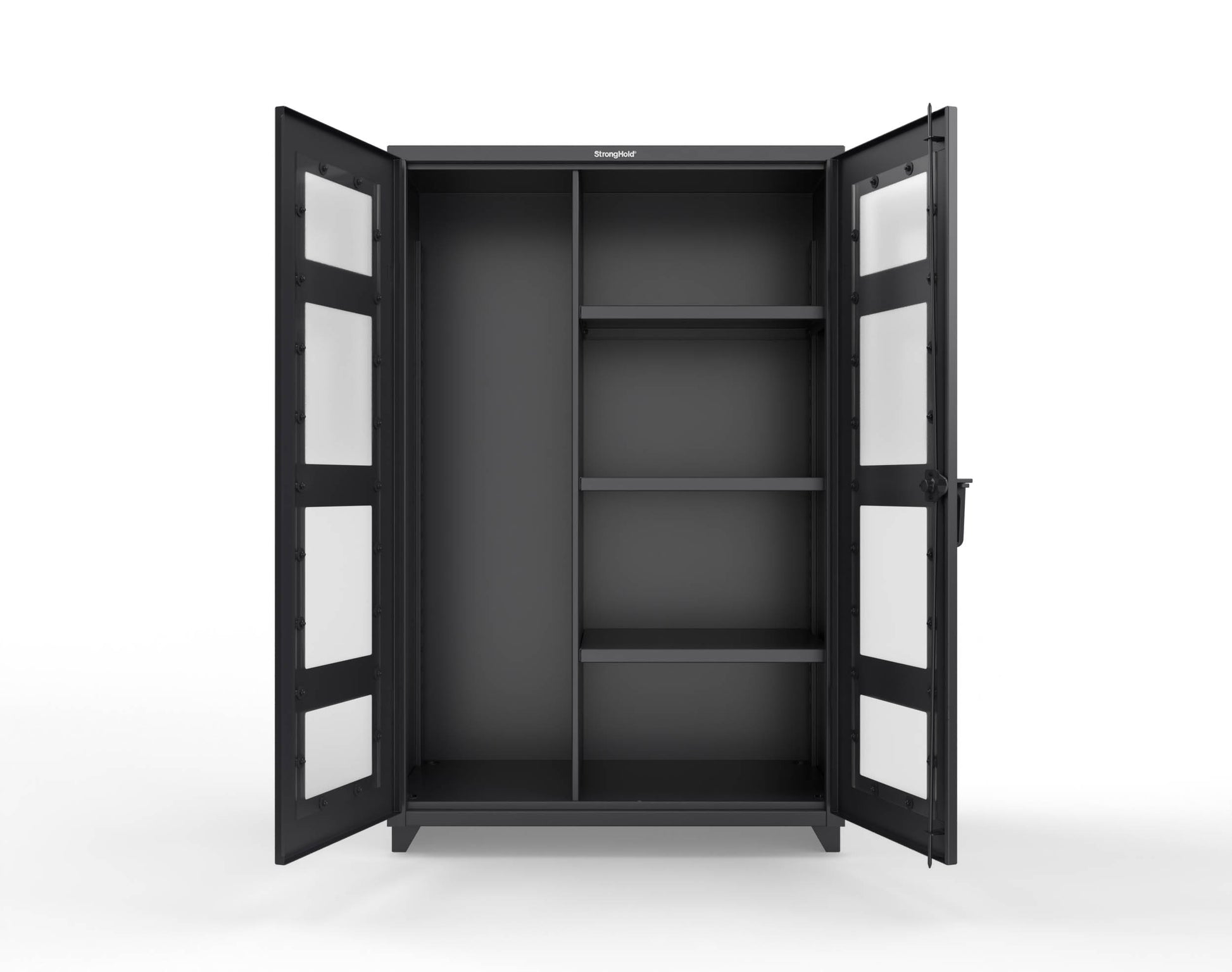Extra Heavy Duty 14 GA Clear View Janitorial Cabinet with 3 Shelves - 48 In. W x 24 In. D x 75 In. H - 46-LD-BC-243-L-9005