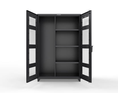 Extra Heavy Duty 14 GA Clear View Janitorial Cabinet with 3 Shelves - 48 In. W x 24 In. D x 75 In. H - 46-LD-BC-243-L-9005