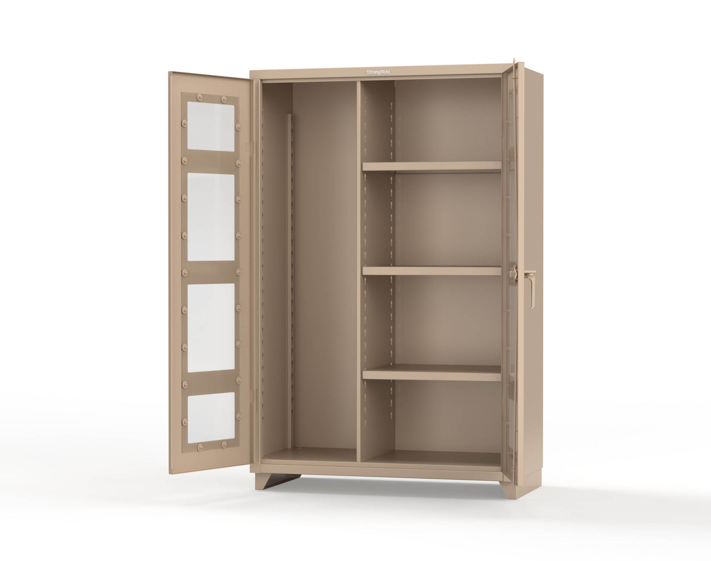 Extra Heavy Duty 14 GA Clear View Janitorial Cabinet with 3 Shelves - 48 In. W x 24 In. D x 75 In. H - 46-LD-BC-243-L-1019