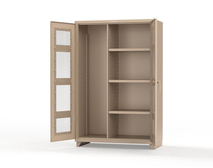 Extra Heavy Duty 14 GA Clear View Janitorial Cabinet with 3 Shelves - 48 In. W x 24 In. D x 75 In. H - 46-LD-BC-243-L-1019