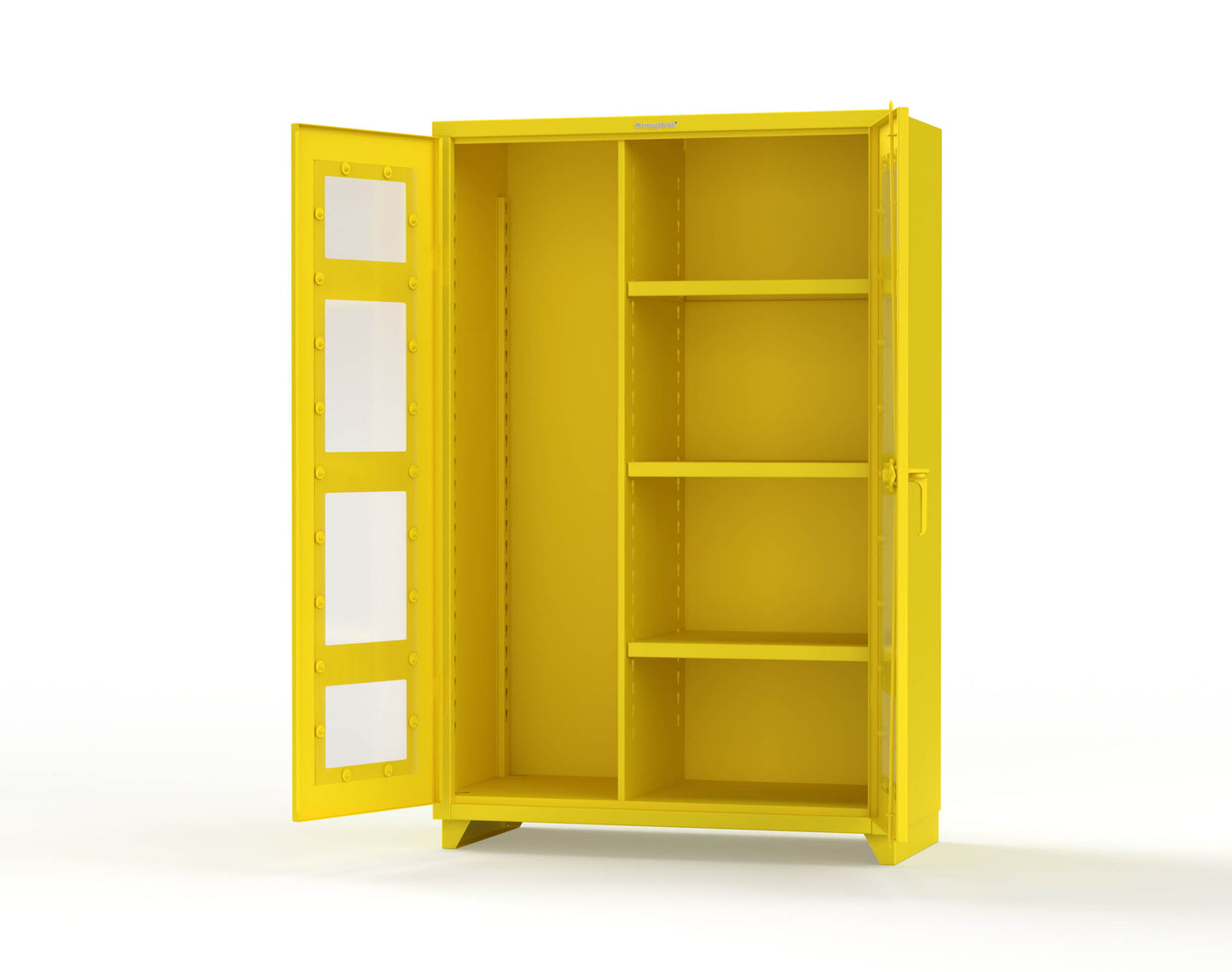 Extra Heavy Duty 14 GA Clear View Janitorial Cabinet with 3 Shelves - 48 In. W x 24 In. D x 75 In. H - 46-LD-BC-243-L-1021