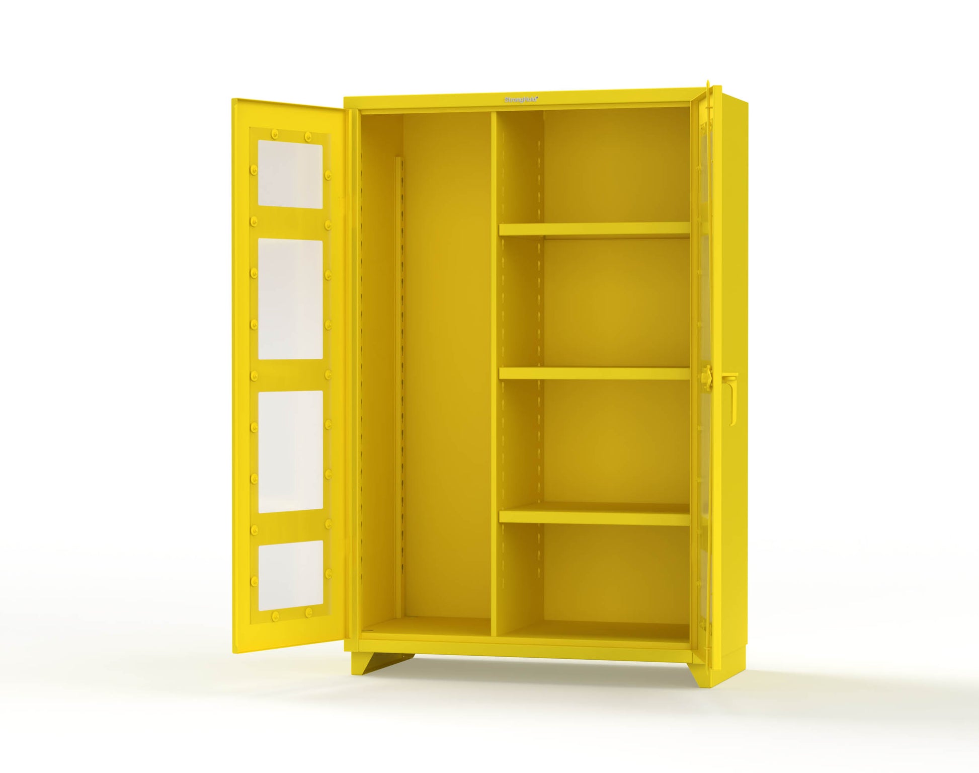 Extra Heavy Duty 14 GA Clear View Janitorial Cabinet with 3 Shelves - 48 In. W x 24 In. D x 75 In. H - 46-LD-BC-243-L-1021