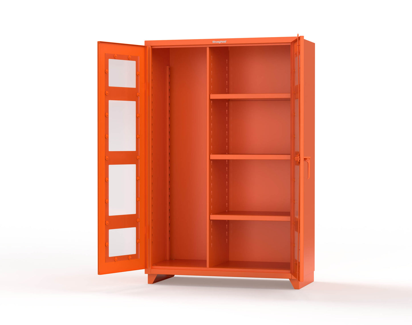 Extra Heavy Duty 14 GA Clear View Janitorial Cabinet with 3 Shelves - 48 In. W x 24 In. D x 75 In. H - 46-LD-BC-243-L-2009