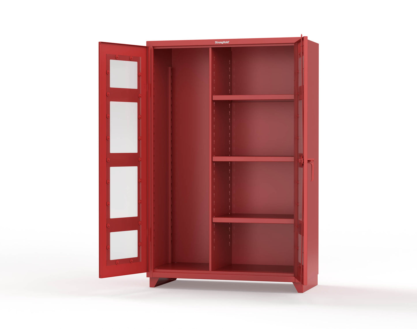 Extra Heavy Duty 14 GA Clear View Janitorial Cabinet with 3 Shelves - 48 In. W x 24 In. D x 75 In. H - 46-LD-BC-243-L-3001