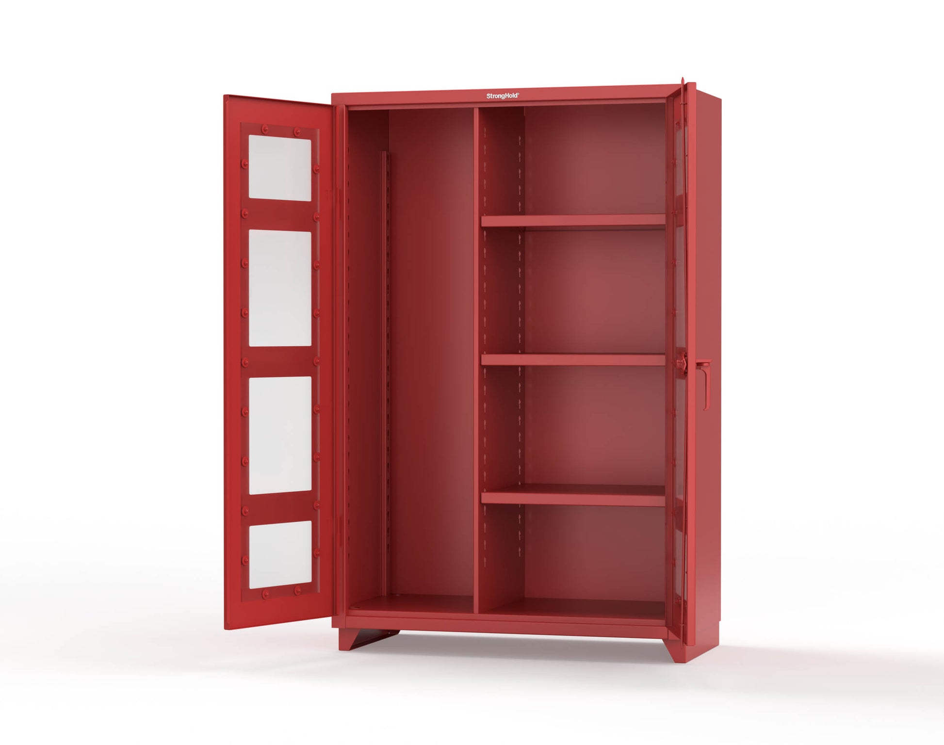 Extra Heavy Duty 14 GA Clear View Janitorial Cabinet with 3 Shelves - 48 In. W x 24 In. D x 75 In. H - 46-LD-BC-243-L-3001