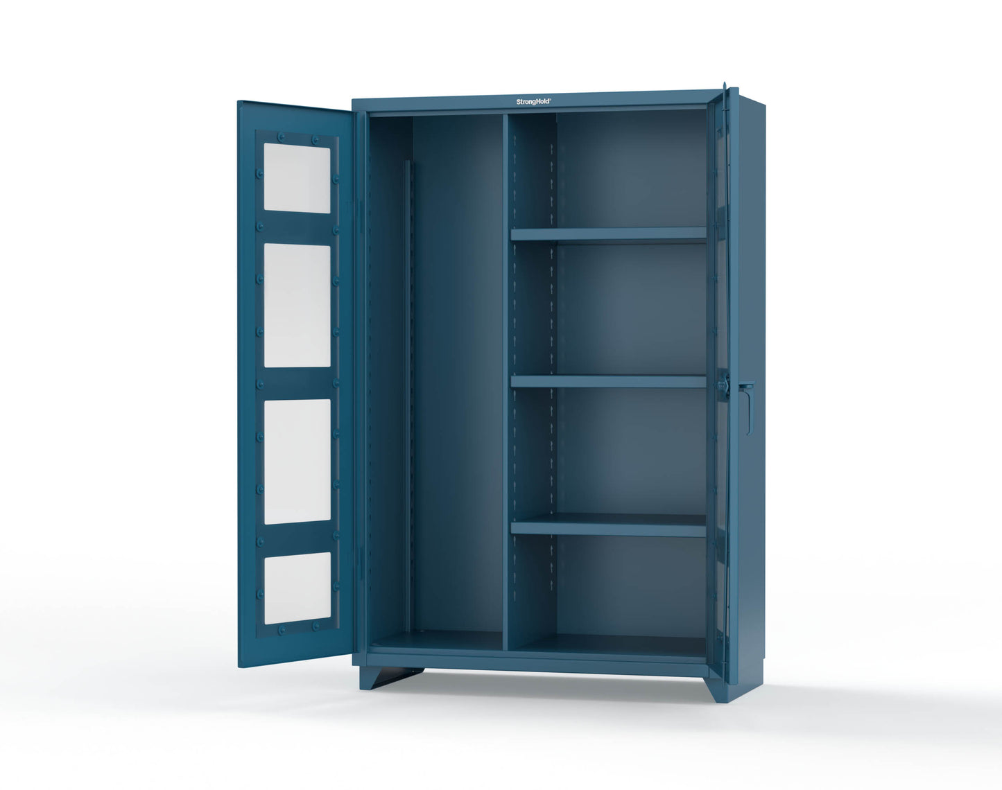 Extra Heavy Duty 14 GA Clear View Janitorial Cabinet with 3 Shelves - 48 In. W x 24 In. D x 75 In. H - 46-LD-BC-243-L-5001