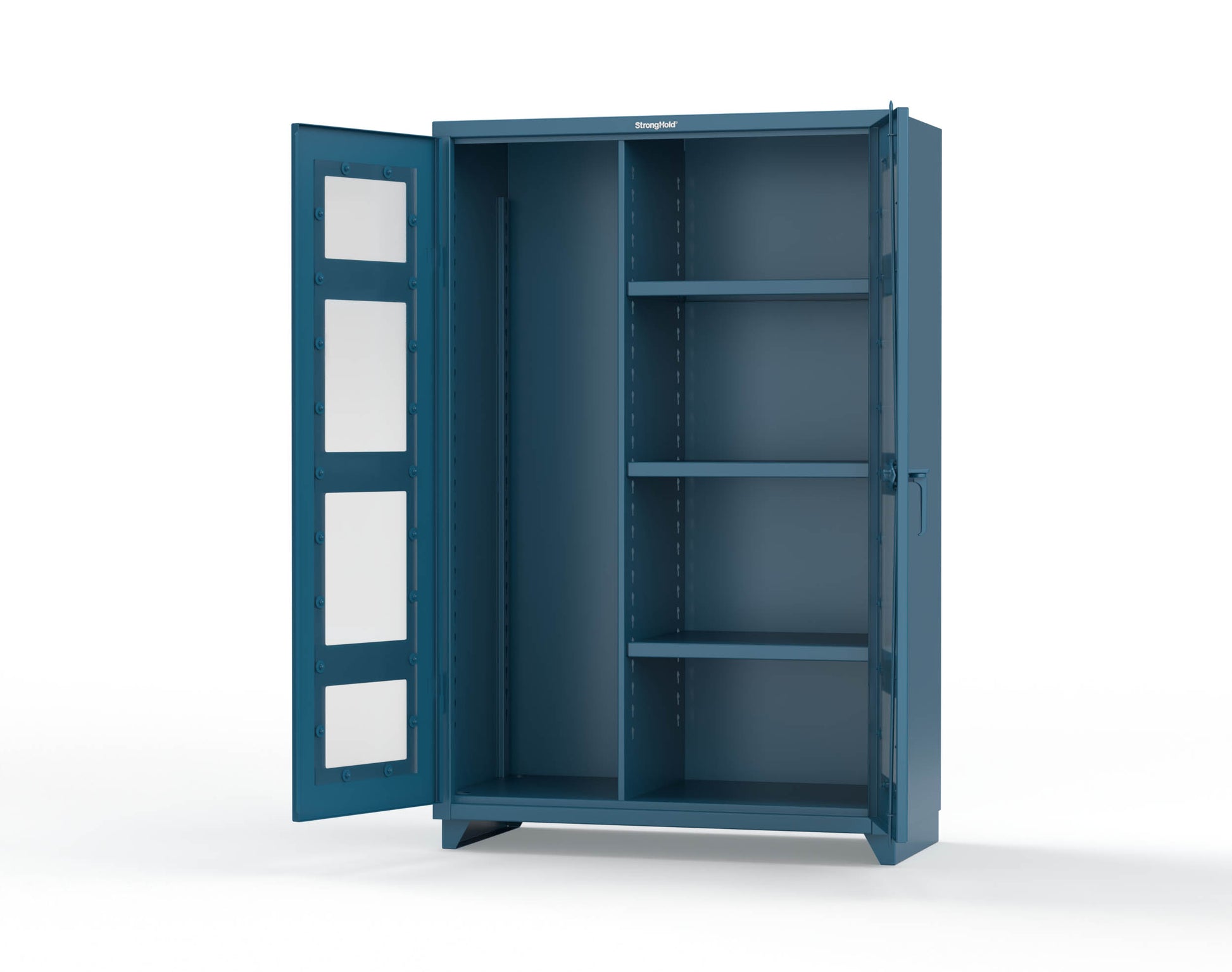Extra Heavy Duty 14 GA Clear View Janitorial Cabinet with 3 Shelves - 48 In. W x 24 In. D x 75 In. H - 46-LD-BC-243-L-5001