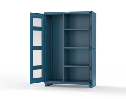 Extra Heavy Duty 14 GA Clear View Janitorial Cabinet with 3 Shelves - 48 In. W x 24 In. D x 75 In. H - 46-LD-BC-243-L-5001