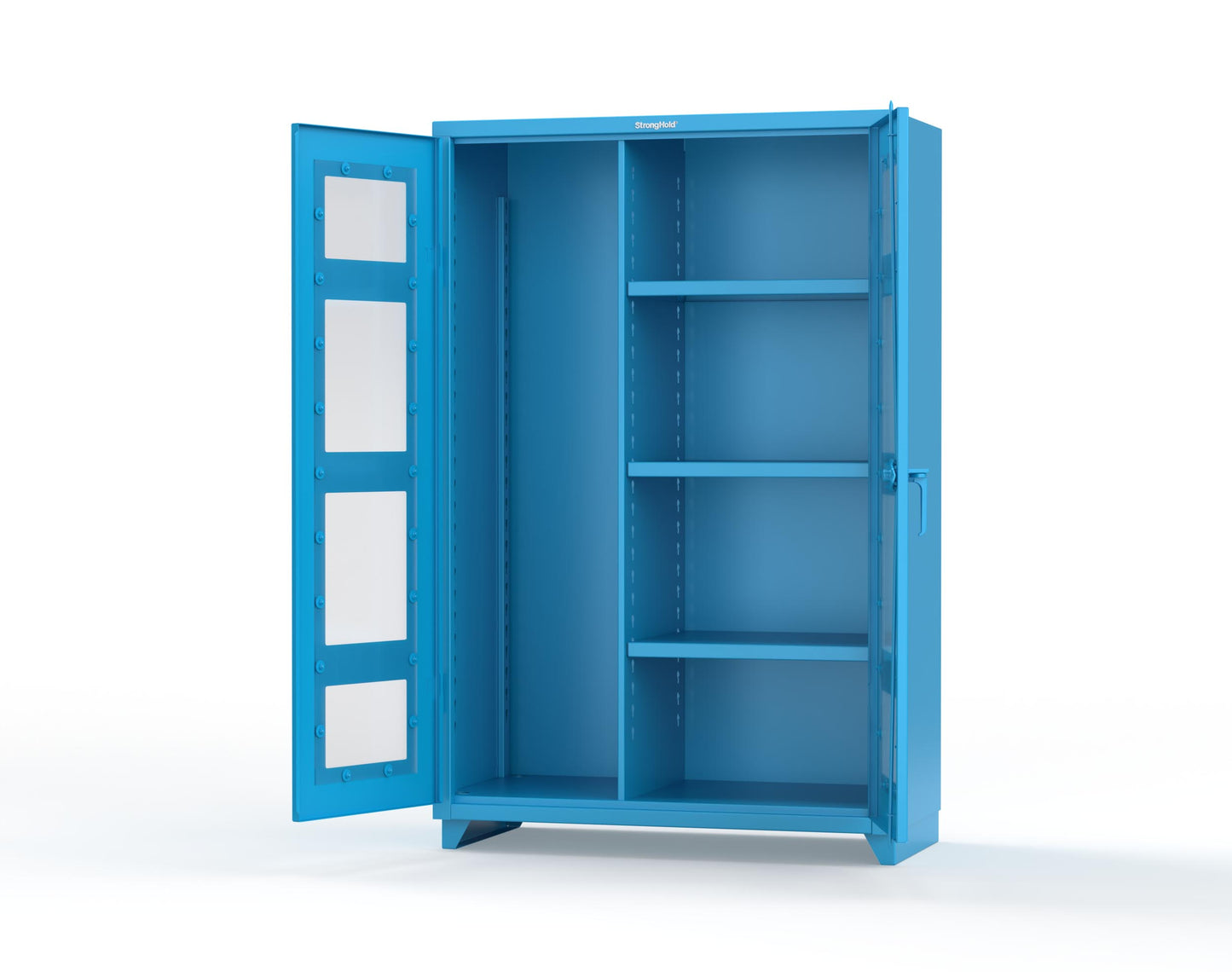 Extra Heavy Duty 14 GA Clear View Janitorial Cabinet with 3 Shelves - 48 In. W x 24 In. D x 75 In. H - 46-LD-BC-243-L-5012