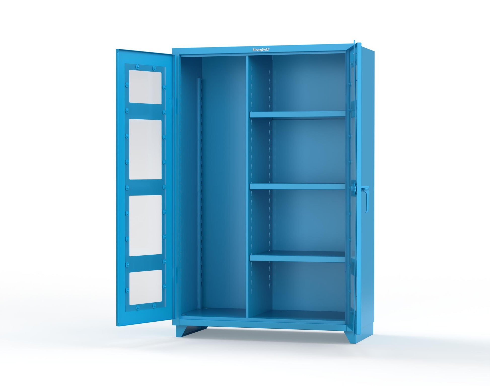 Extra Heavy Duty 14 GA Clear View Janitorial Cabinet with 3 Shelves - 48 In. W x 24 In. D x 75 In. H - 46-LD-BC-243-L-5012