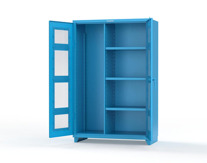Extra Heavy Duty 14 GA Clear View Janitorial Cabinet with 3 Shelves - 48 In. W x 24 In. D x 75 In. H - 46-LD-BC-243-L-5012