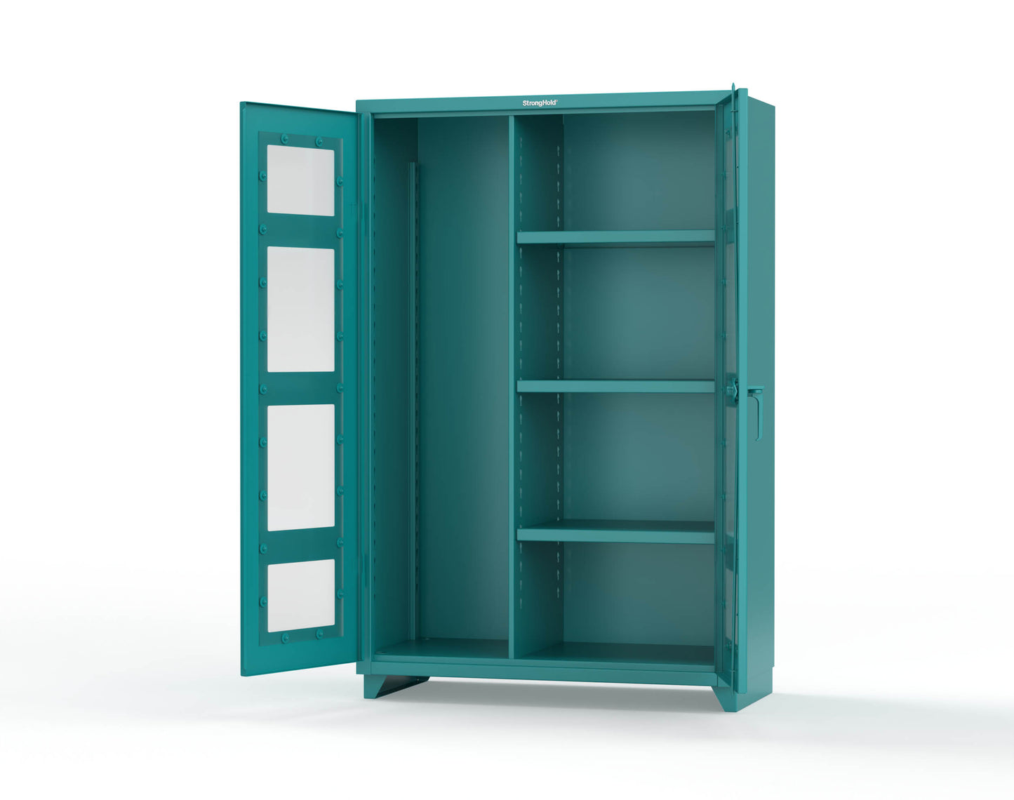 Extra Heavy Duty 14 GA Clear View Janitorial Cabinet with 3 Shelves - 48 In. W x 24 In. D x 75 In. H - 46-LD-BC-243-L-5021