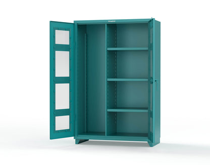 Extra Heavy Duty 14 GA Clear View Janitorial Cabinet with 3 Shelves - 48 In. W x 24 In. D x 75 In. H - 46-LD-BC-243-L-5021