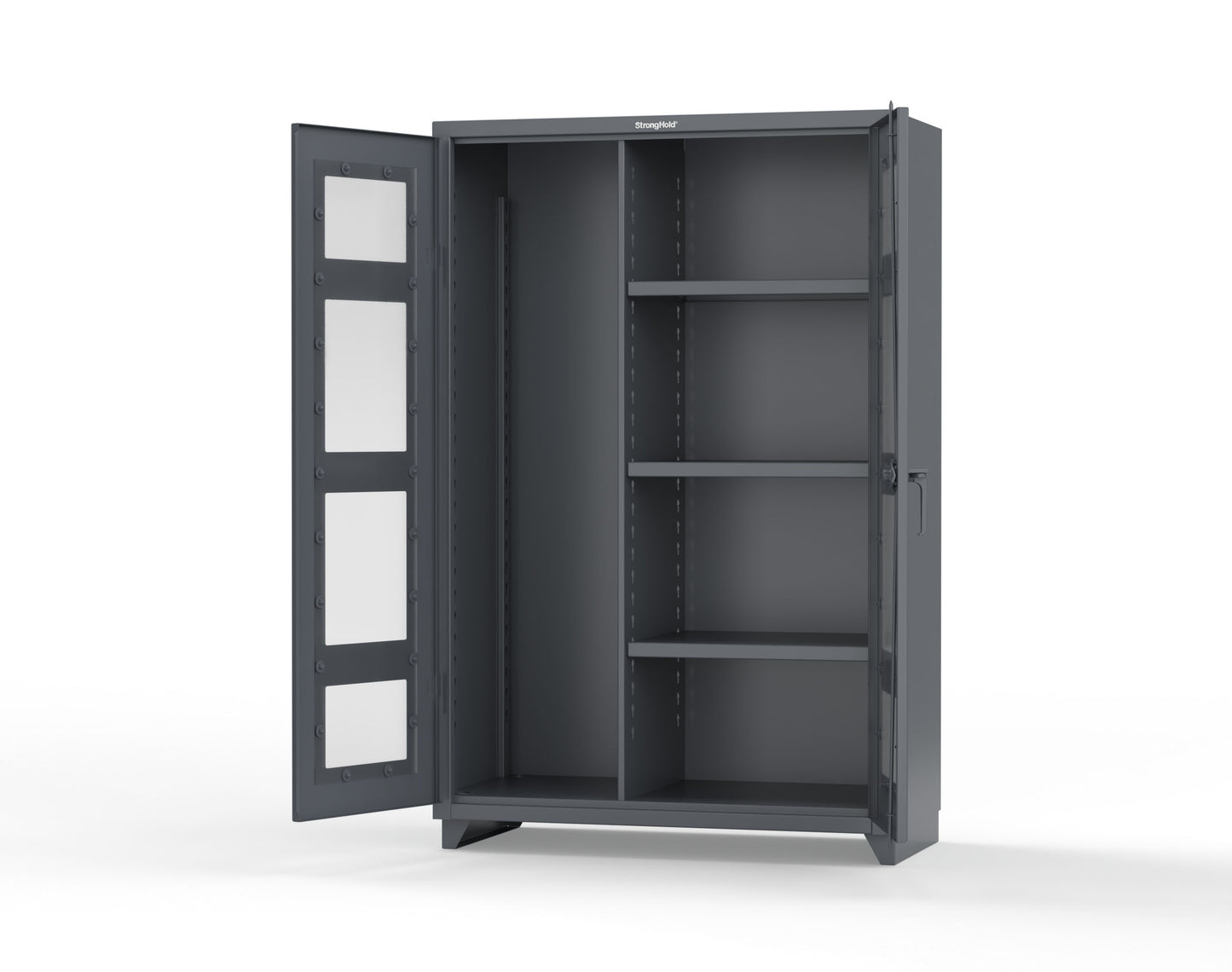 Extra Heavy Duty 14 GA Clear View Janitorial Cabinet with 3 Shelves - 48 In. W x 24 In. D x 75 In. H - 46-LD-BC-243-L-7024