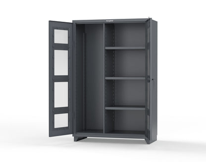 Extra Heavy Duty 14 GA Clear View Janitorial Cabinet with 3 Shelves - 48 In. W x 24 In. D x 75 In. H - 46-LD-BC-243-L-7024