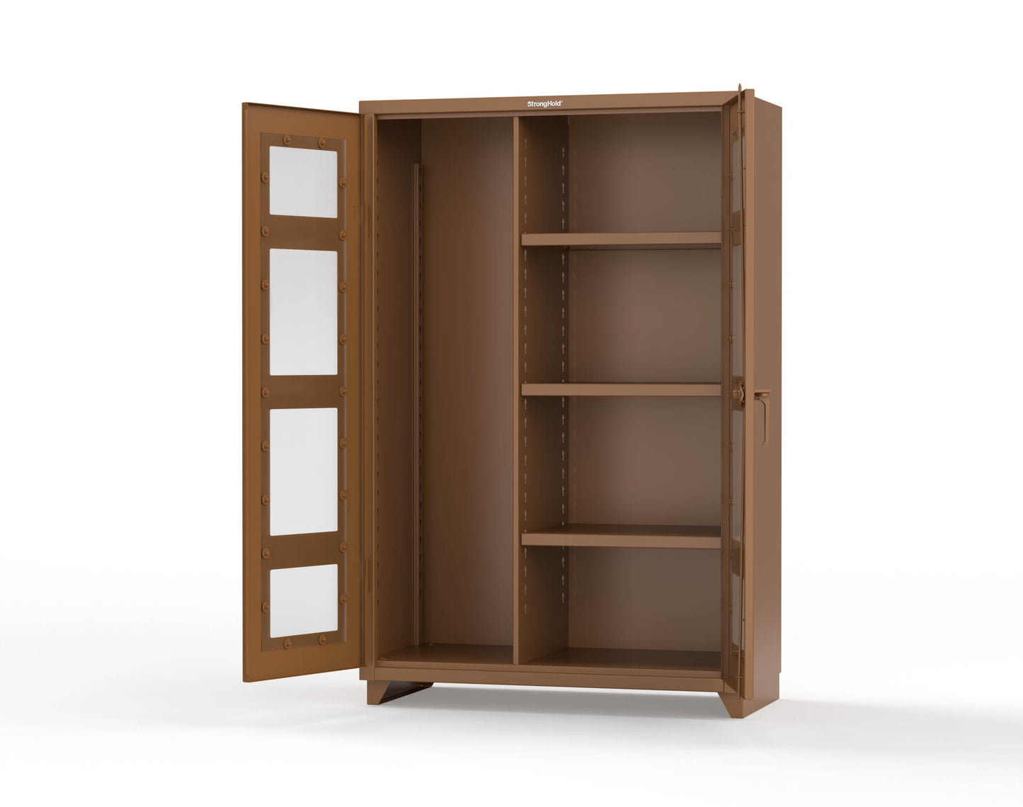 Extra Heavy Duty 14 GA Clear View Janitorial Cabinet with 3 Shelves - 48 In. W x 24 In. D x 75 In. H - 46-LD-BC-243-L-8008