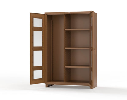 Extra Heavy Duty 14 GA Clear View Janitorial Cabinet with 3 Shelves - 48 In. W x 24 In. D x 75 In. H - 46-LD-BC-243-L-8008